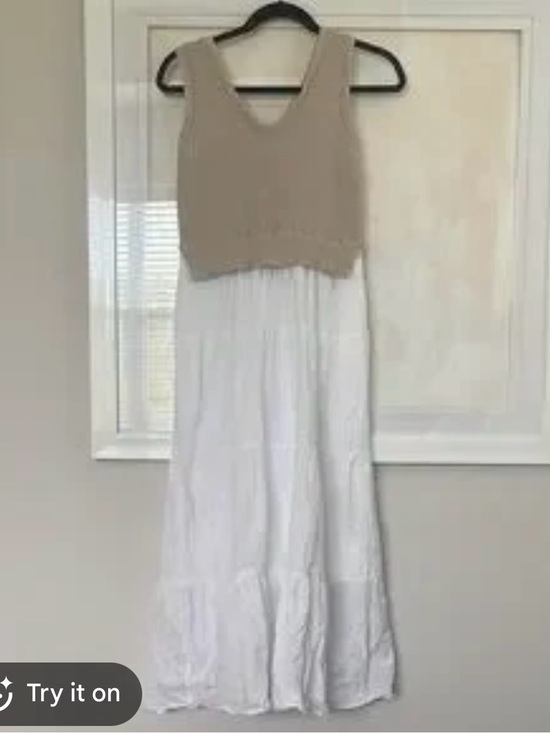 Say What? Dresses & Skirts - Say What? Two-Tone Maxi Dress in Beige and White